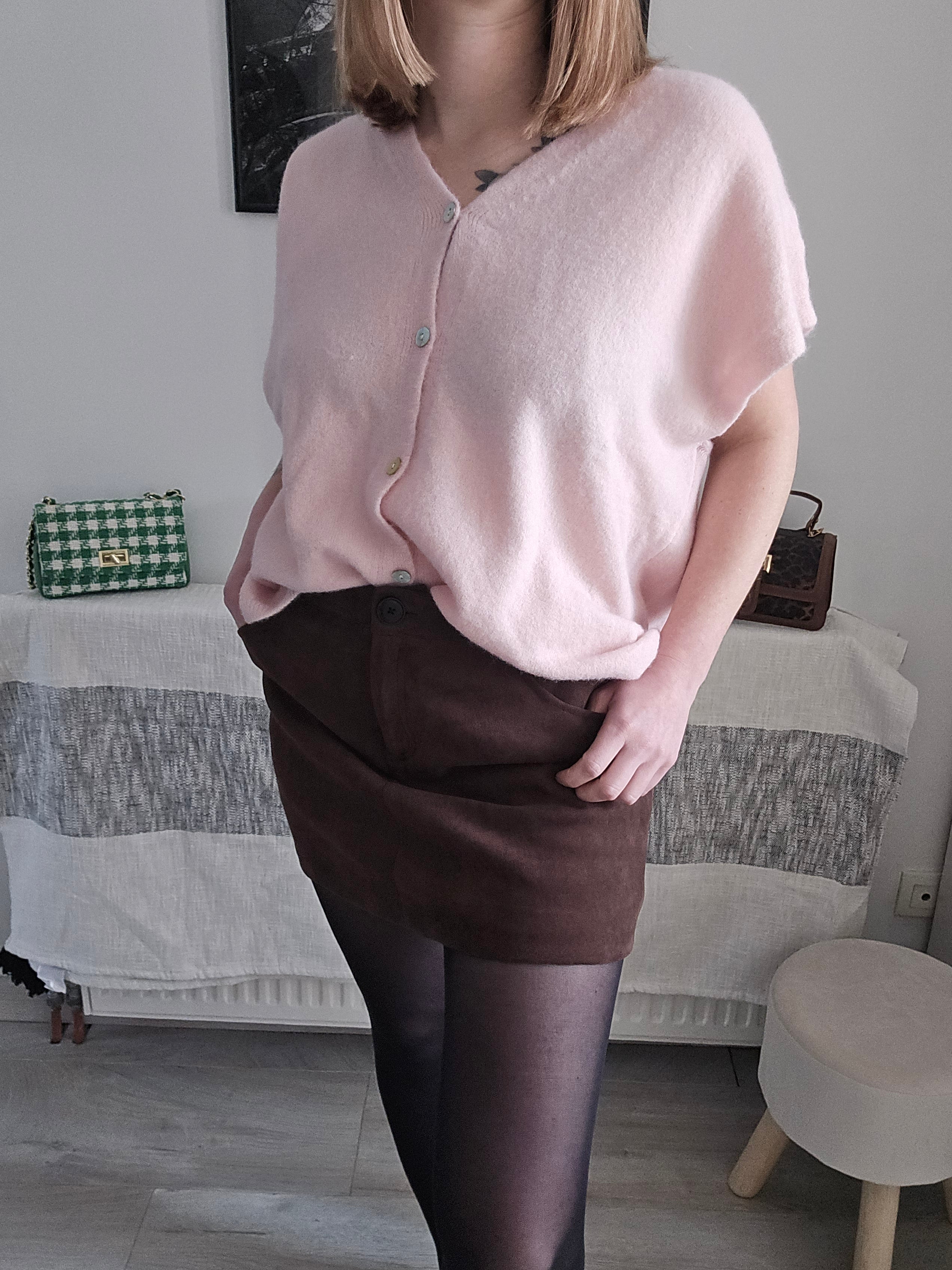 Léonie - Gilet Rose poudré